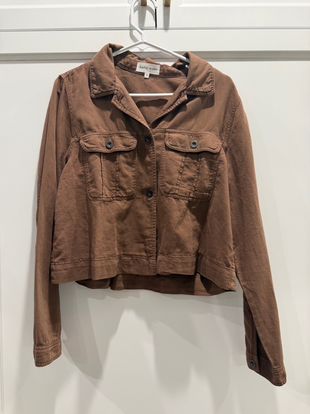 Bella Dahl Brown Cropped Button-Front Jean Jacket